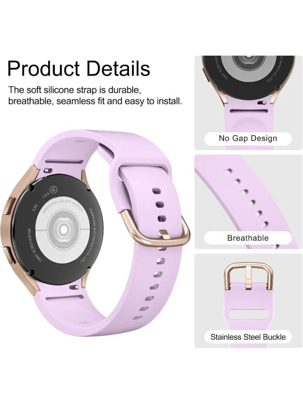 Unisex Lavender Analog Silicone Replacement Strap Samsung Galaxy Classic Watch